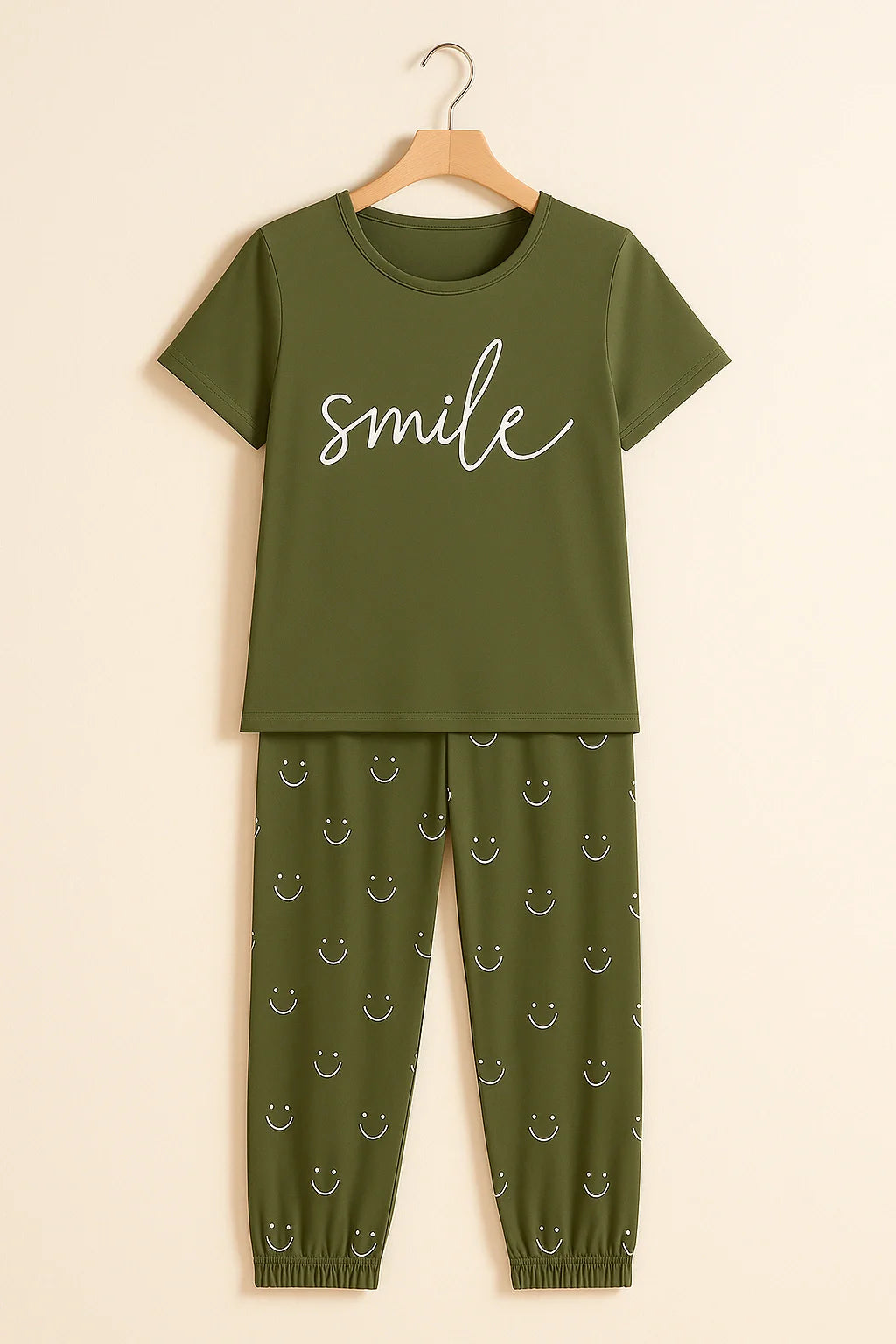 Happy Mood Green T-Shirt with Pajama