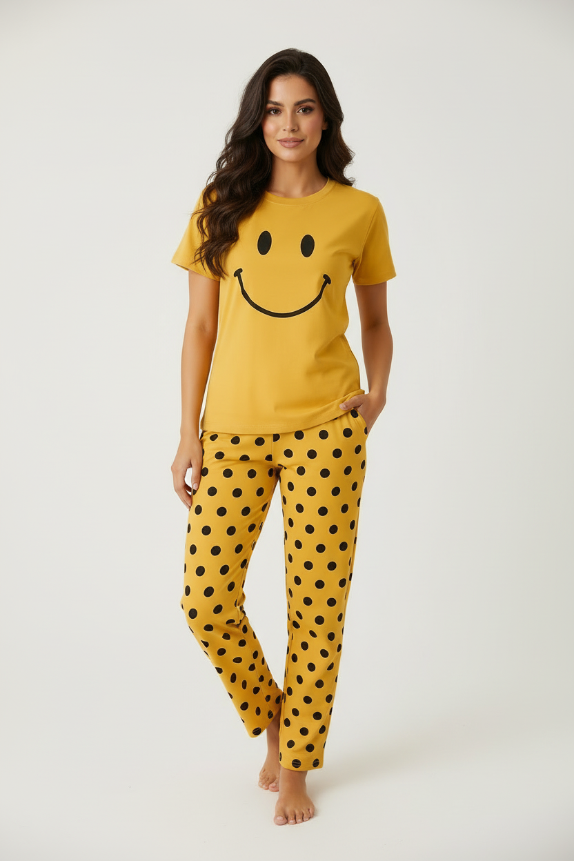 Yellow Smile T-Shirt With Pajama