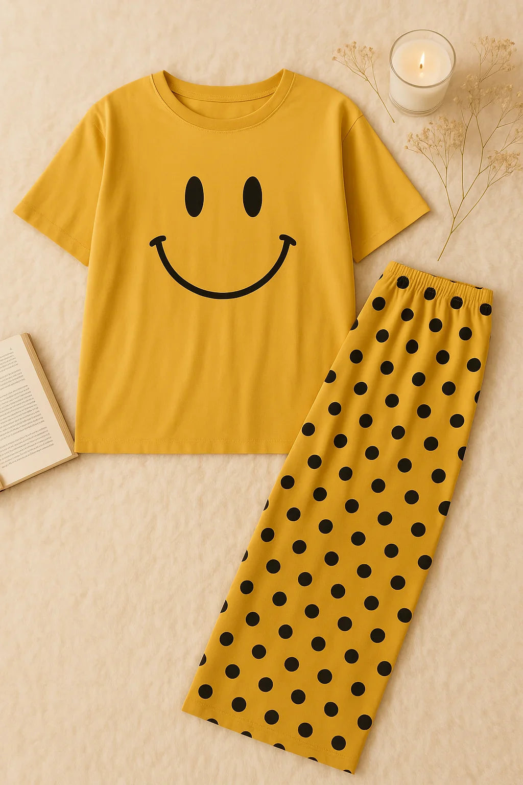 Yellow Smile T-Shirt With Pajama