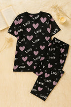 Black Love Heart T-Shirt With Pajama