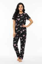 Black Love Heart T-Shirt With Pajama