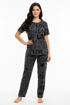 Gray love printed shirt and trouser