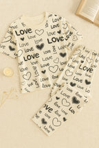 White Love Printed Shirt With Pajama