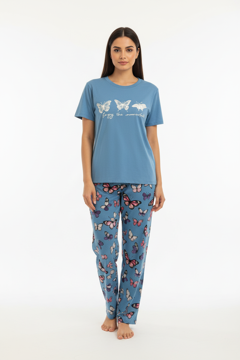 Multi Colours Butterfly T-Shirt With Pajama
