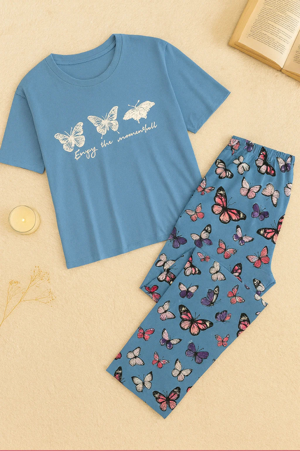 Multi Colours Butterfly T-Shirt With Pajama