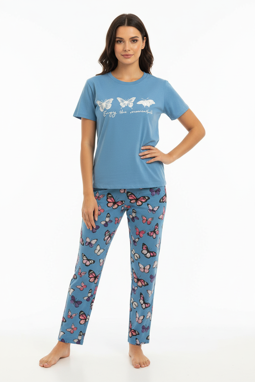 Multi Colours Butterfly T-Shirt With Pajama