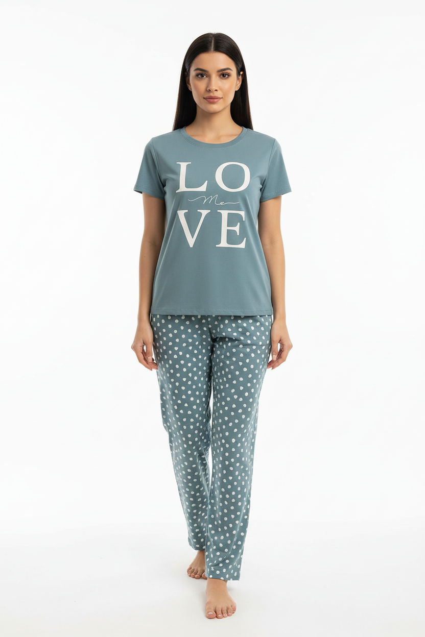 Love T- Soft Blue T-Shirt With Pajama