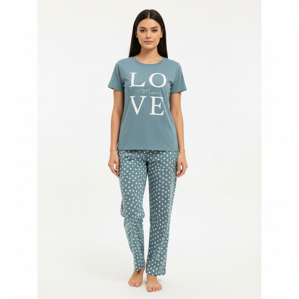 Love T- Soft Blue T-Shirt With Pajama