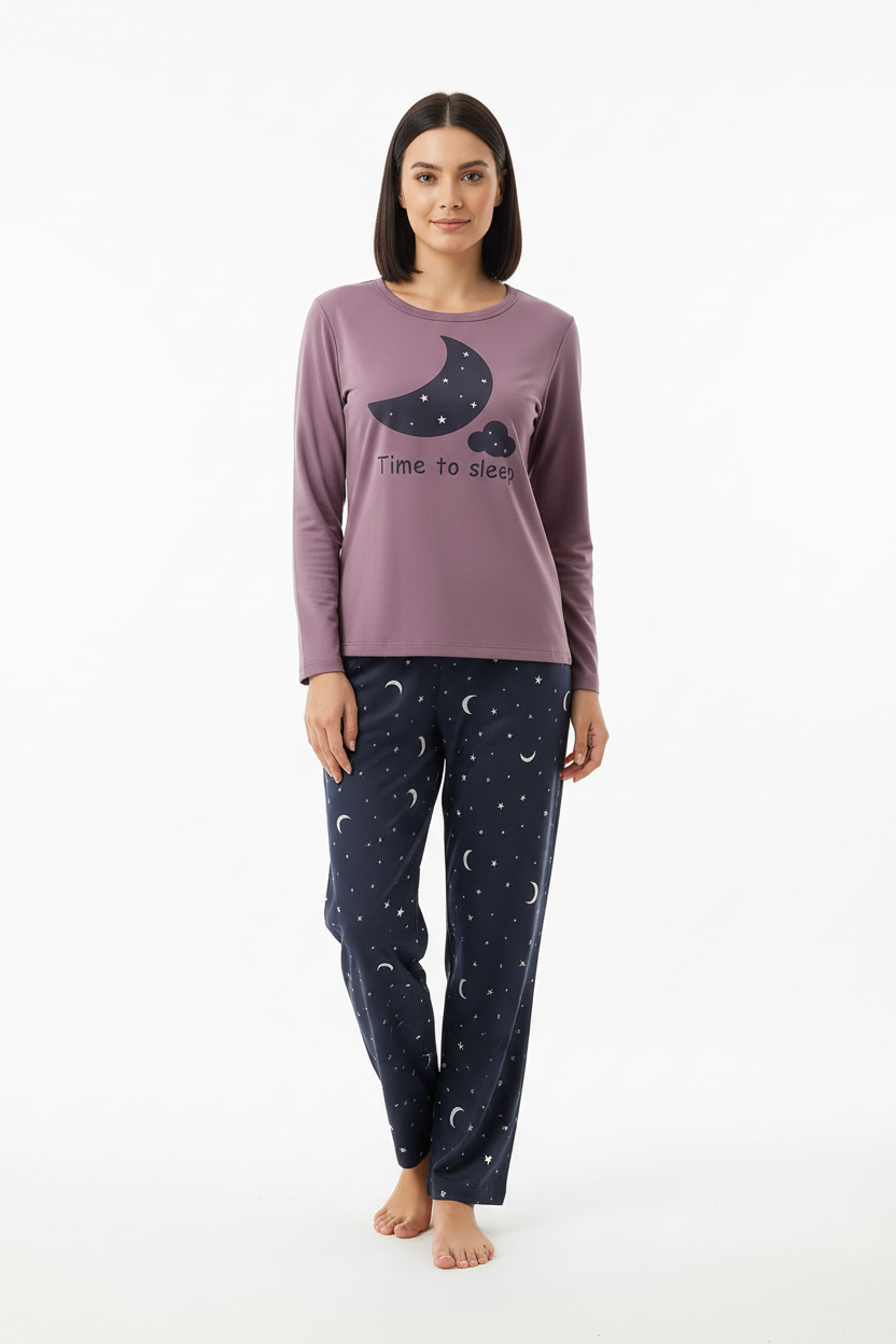 Purple Time to Sleep T-Shirt With Pajama