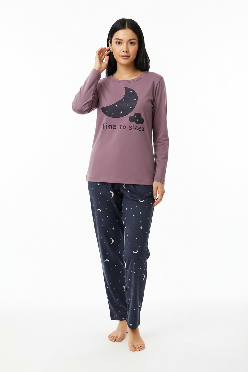 Purple Time to Sleep T-Shirt With Pajama