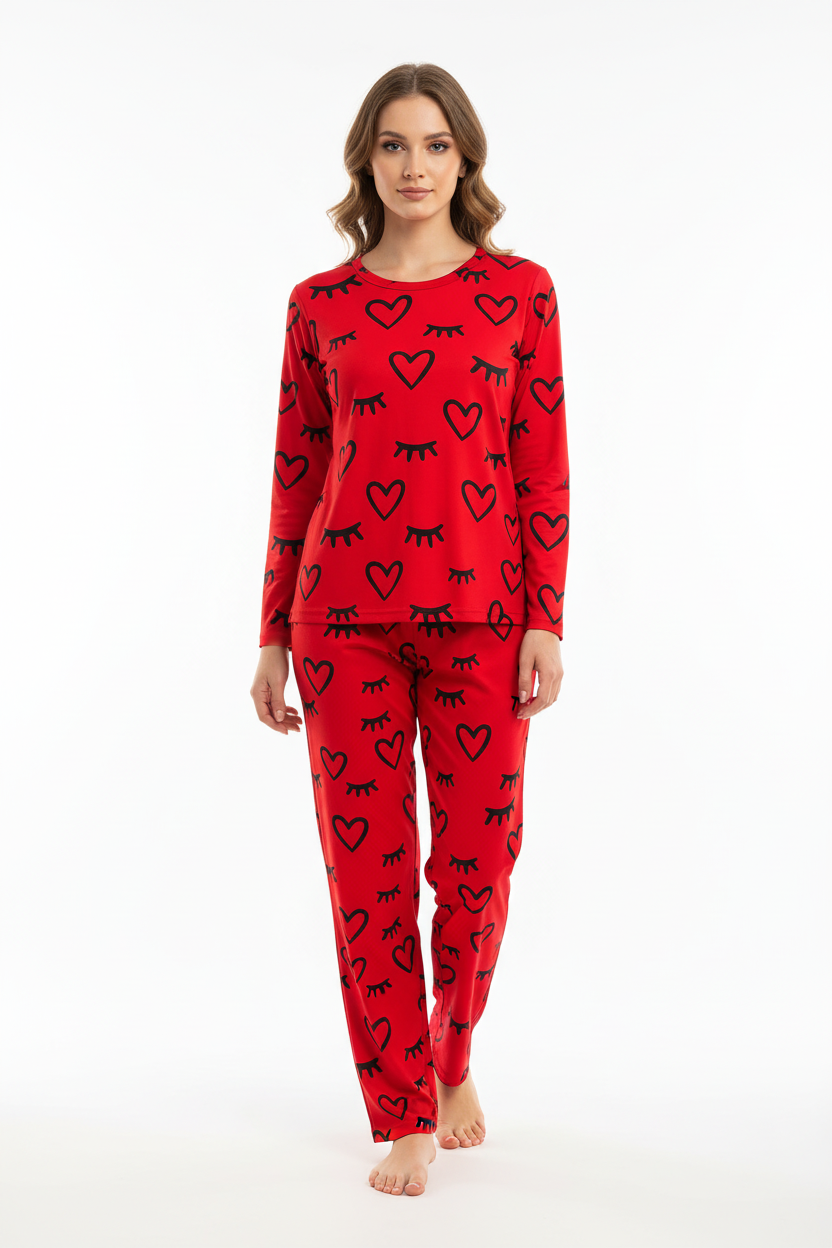Red Sleepy Love T-Shirt With Pajama