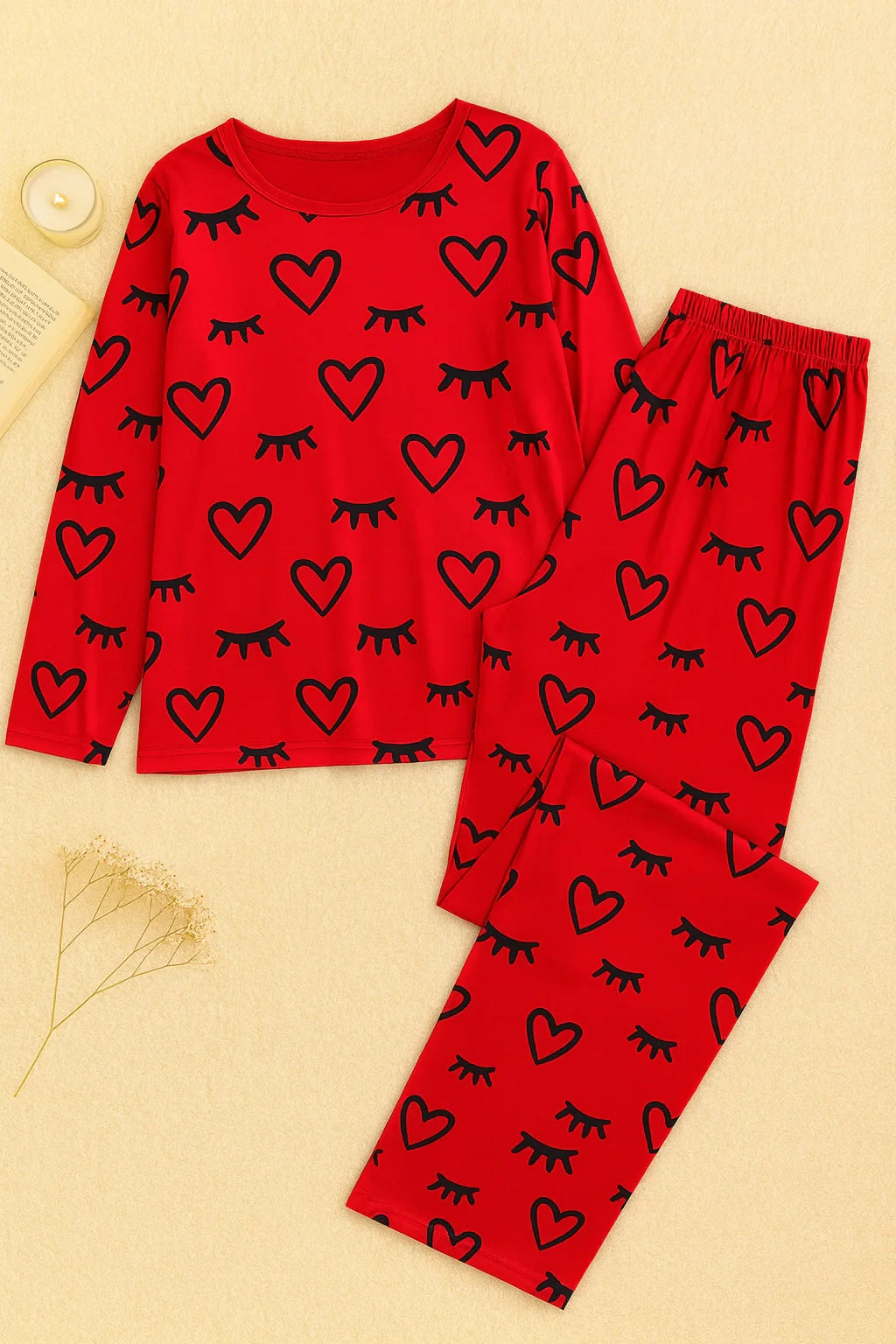 Red Sleepy Love T-Shirt With Pajama