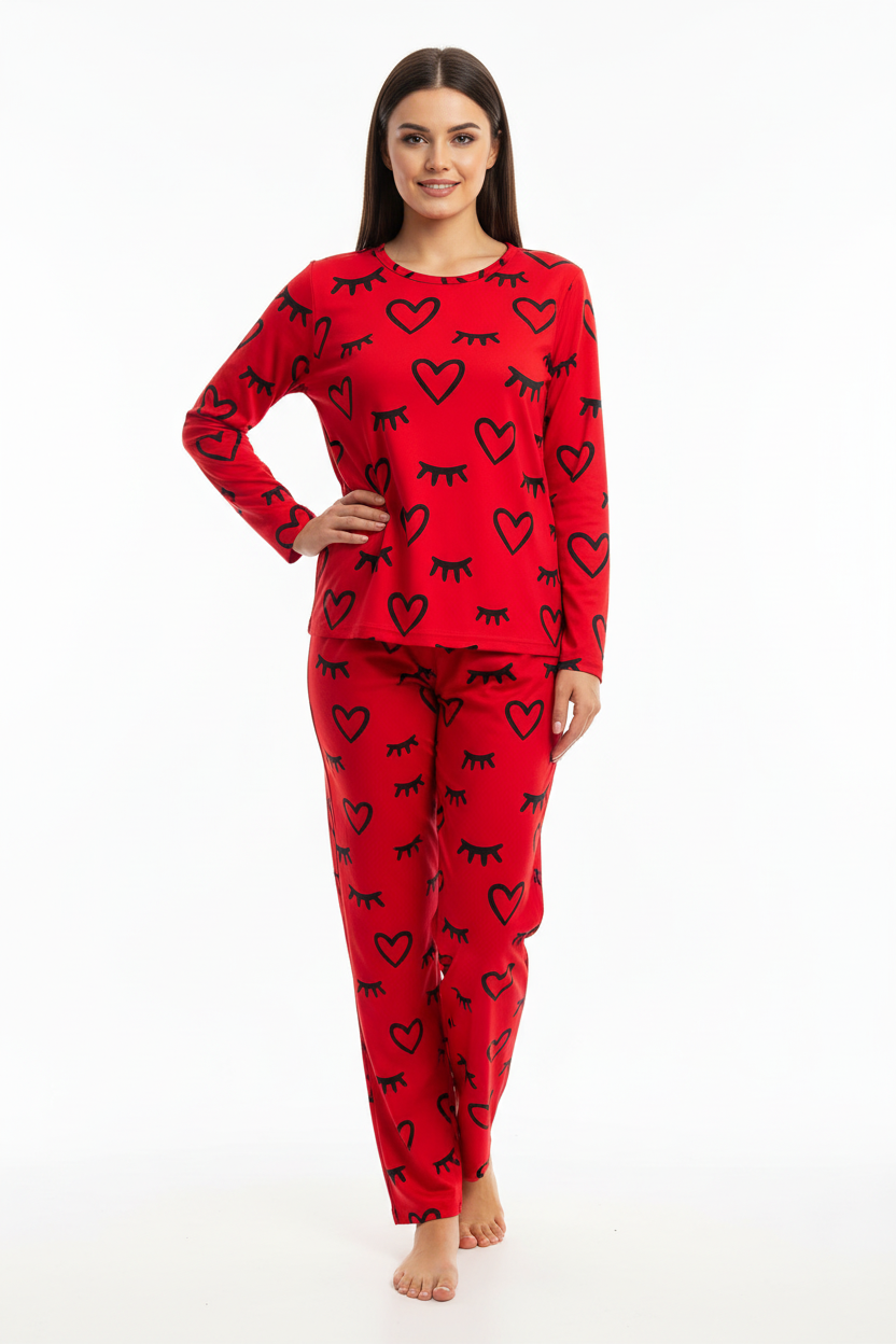 Red Sleepy Love T-Shirt With Pajama