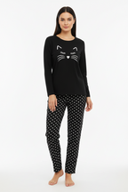 Black Meow T-shirt With Pajama