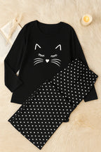 Black Meow T-shirt With Pajama