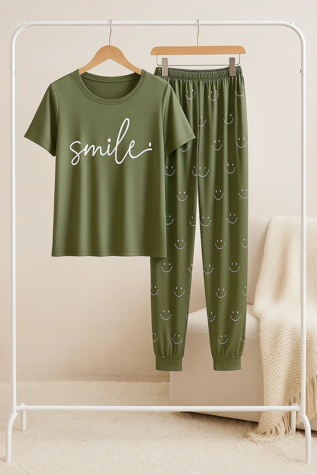 Happy Mood Green T-Shirt with Pajama