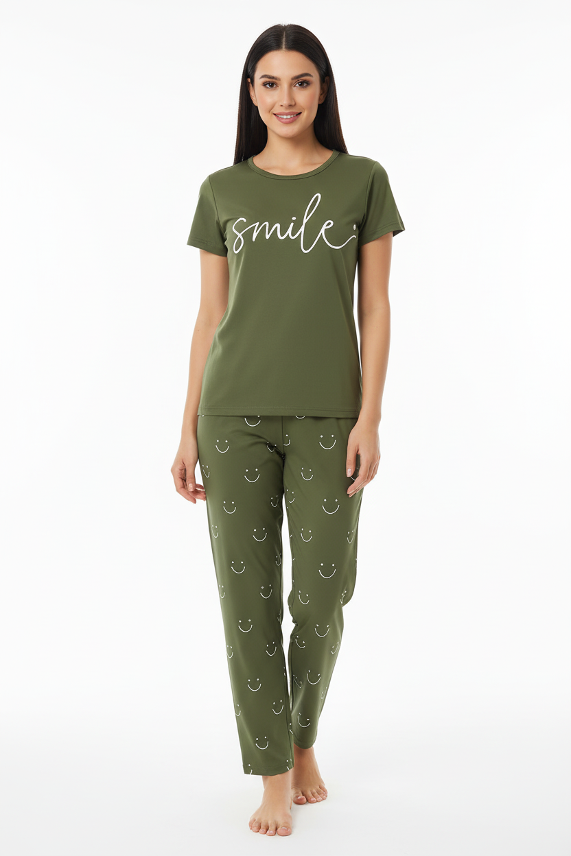 Happy Mood Green T-Shirt with Pajama