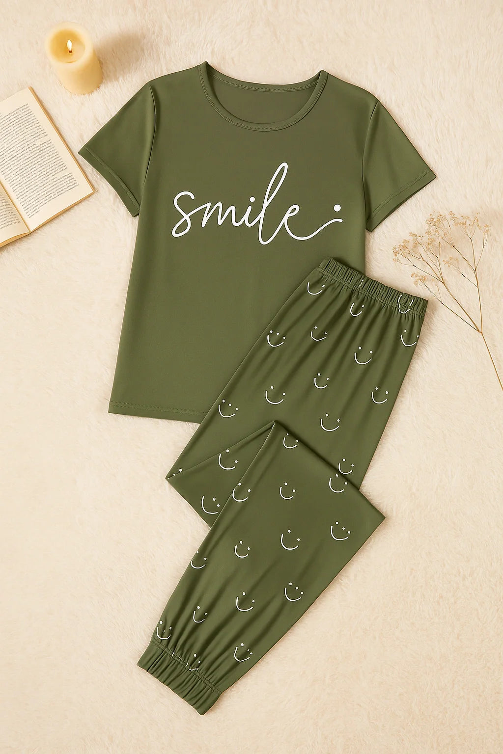 Happy Mood Green T-Shirt with Pajama