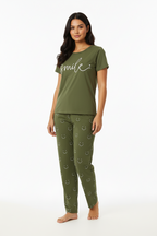 Happy Mood Green T-Shirt with Pajama