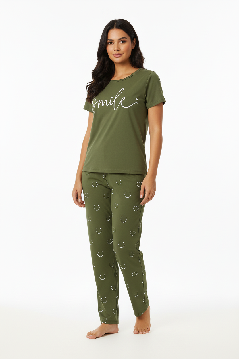 Happy Mood Green T-Shirt with Pajama