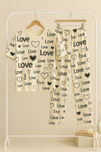 White Love Printed Shirt With Pajama