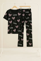 Black Love Heart T-Shirt With Pajama