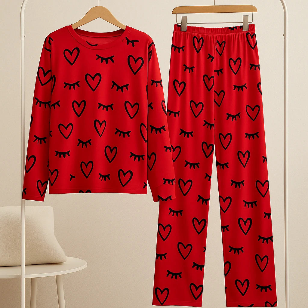 Red Sleepy Love T-Shirt With Pajama