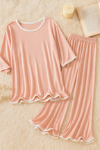 Rose Pink Half Sleeves Plazzo PJ Set