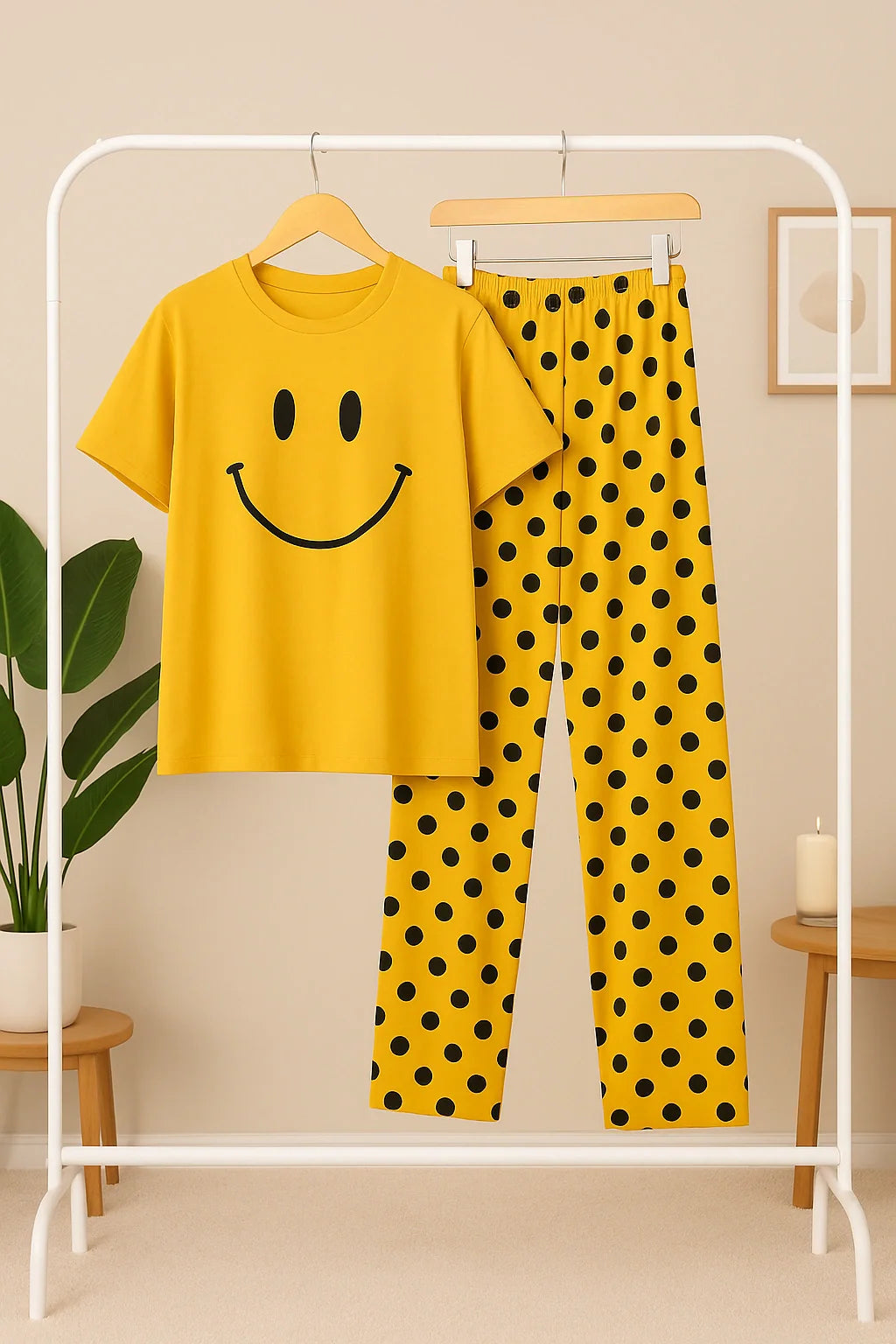 Yellow Smile T-Shirt With Pajama