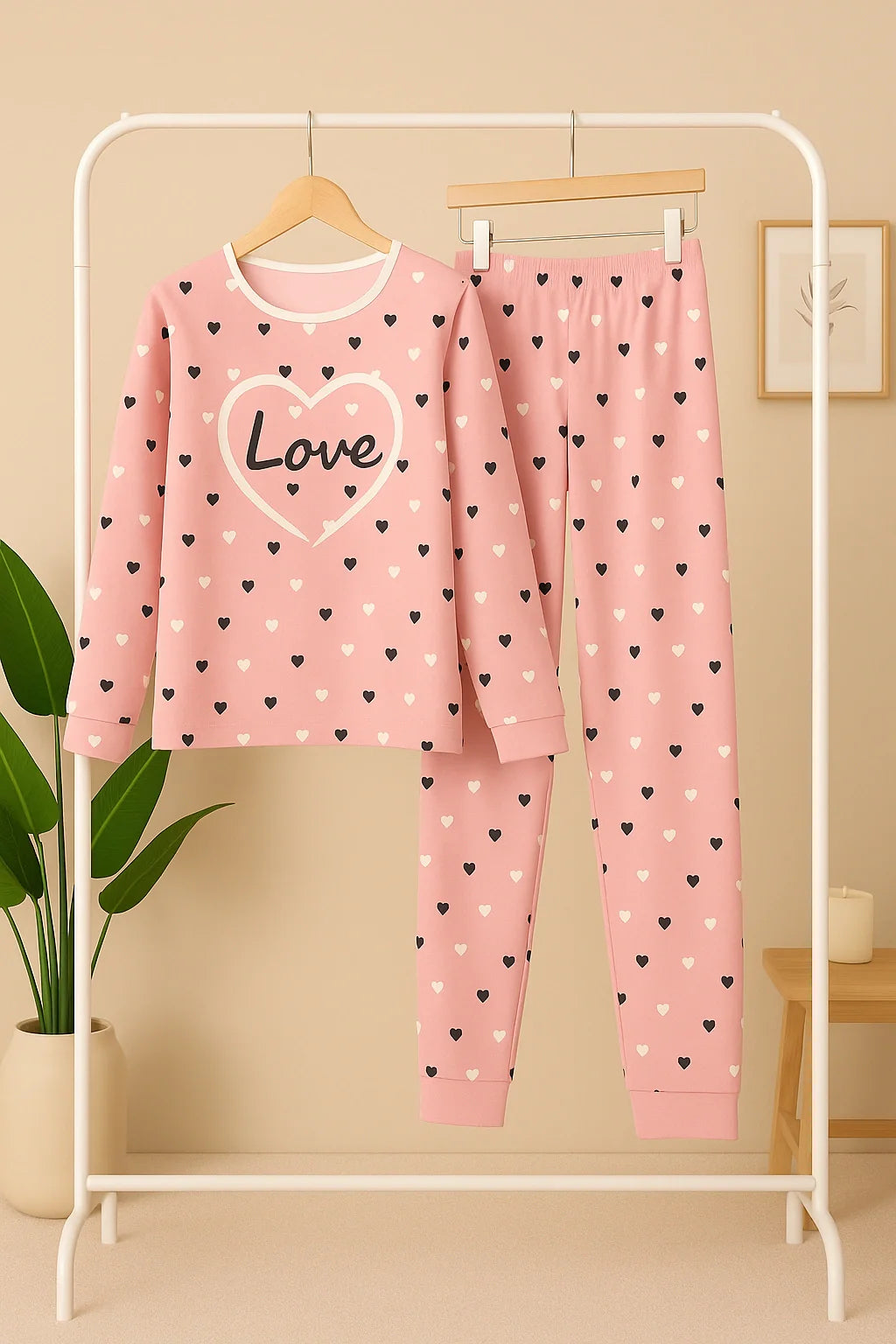Pink Love T-shirt With Pajama