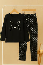 Black Meow T-shirt With Pajama