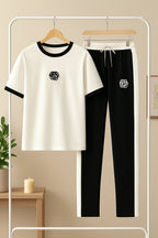 White Flower Style Track Suit