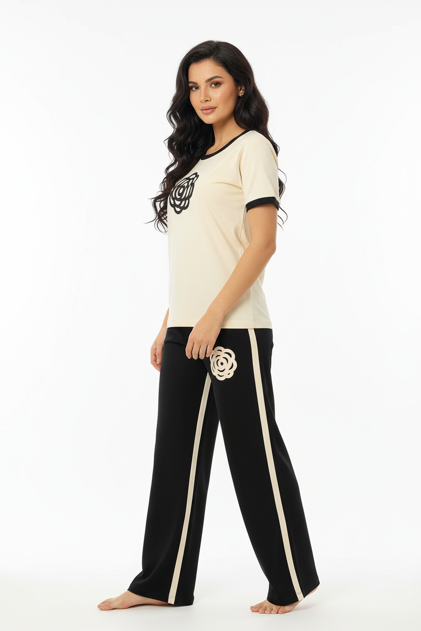 White Flower Style Track Suit