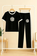 Black Flower Style Track Suit