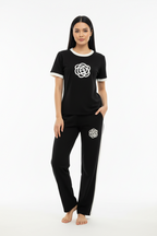 Black Flower Style Track Suit