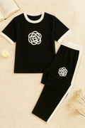 Black Flower Style Track Suit