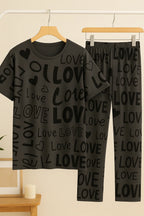 Gray love printed shirt and trouser
