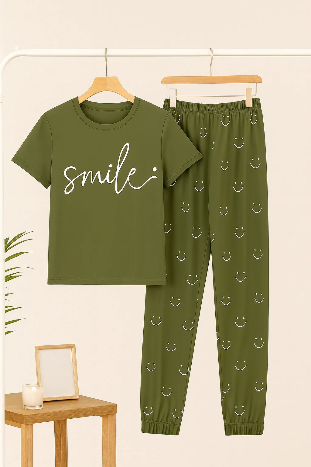 Happy Mood Green T-Shirt with Pajama