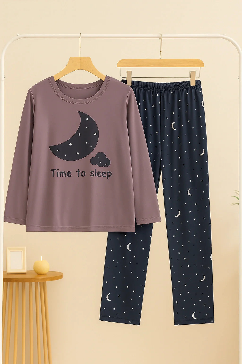 Purple Time to Sleep T-Shirt With Pajama