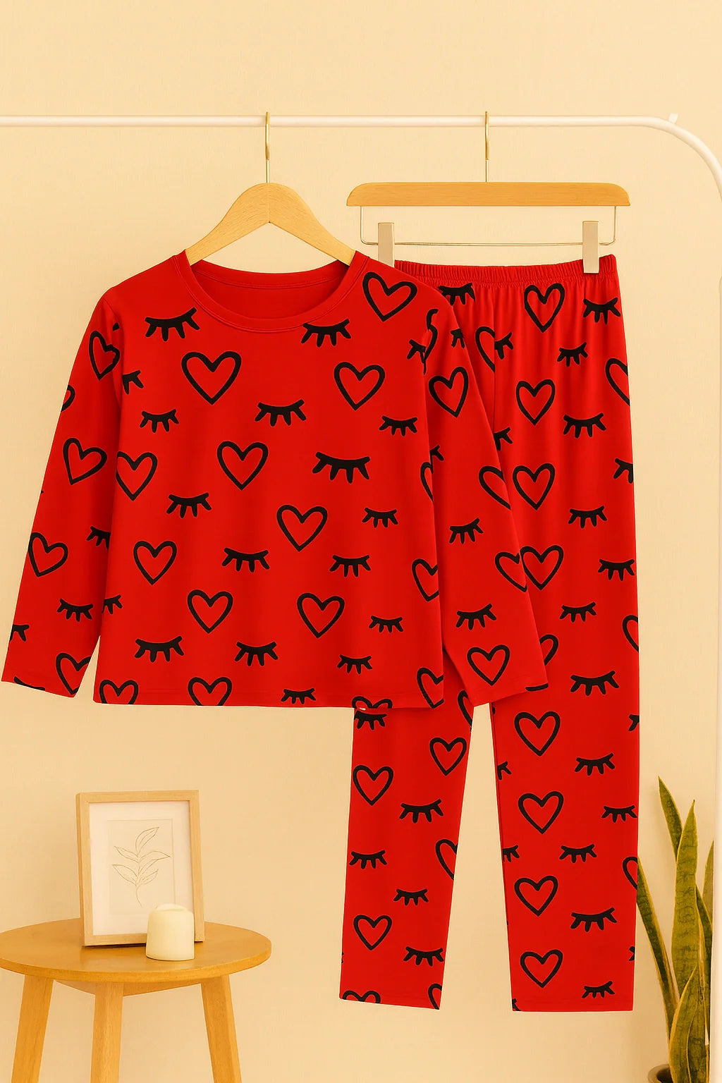 Red Sleepy Love T-Shirt With Pajama