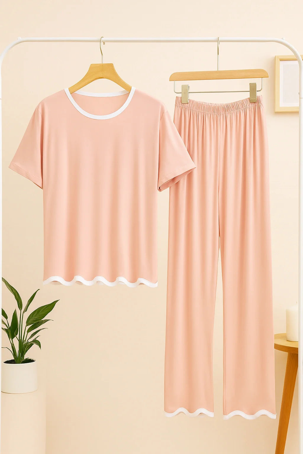 Rose Pink Half Sleeves Plazzo PJ Set