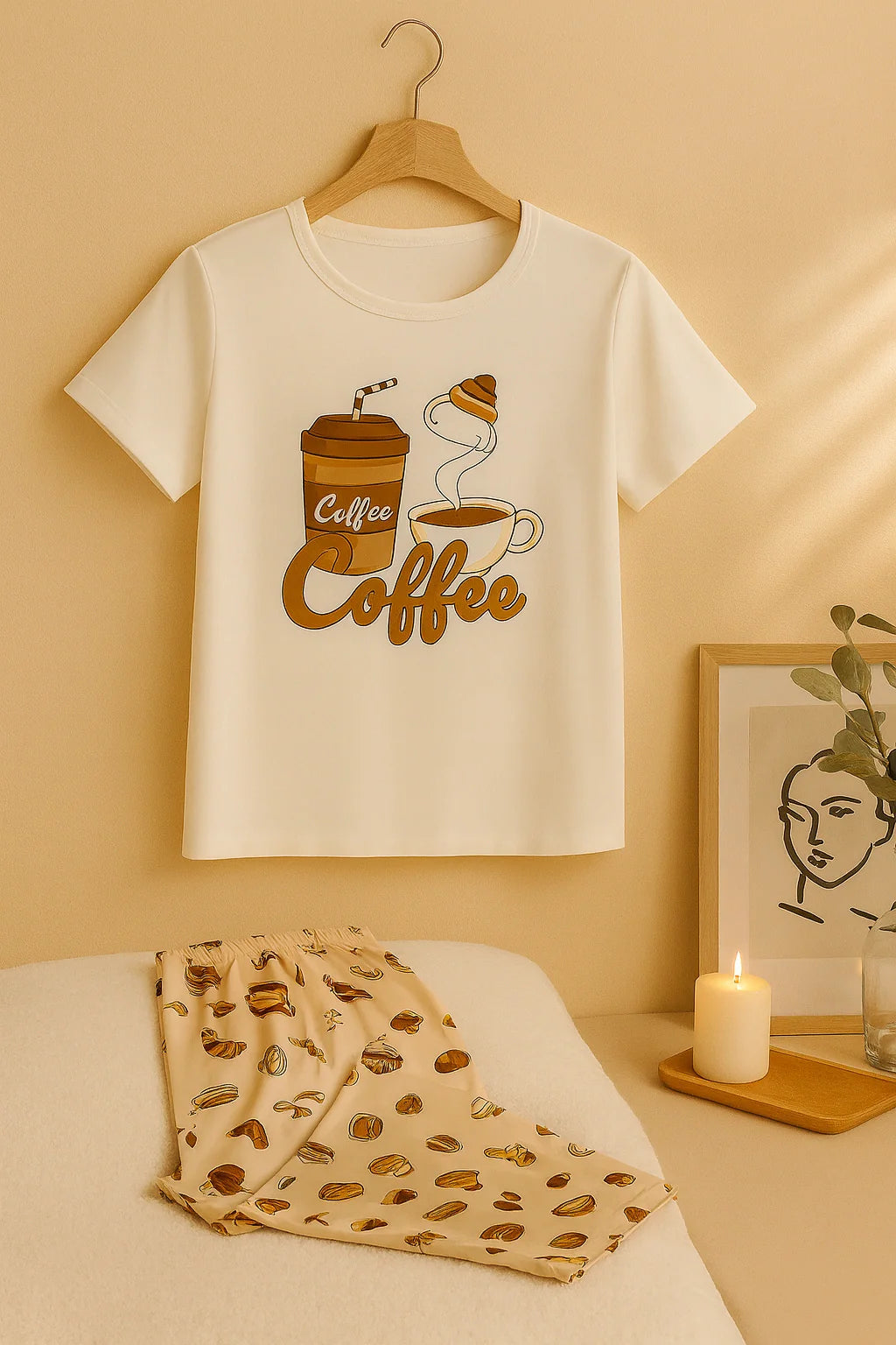 Morning Coffee T-Shirt With Pajama