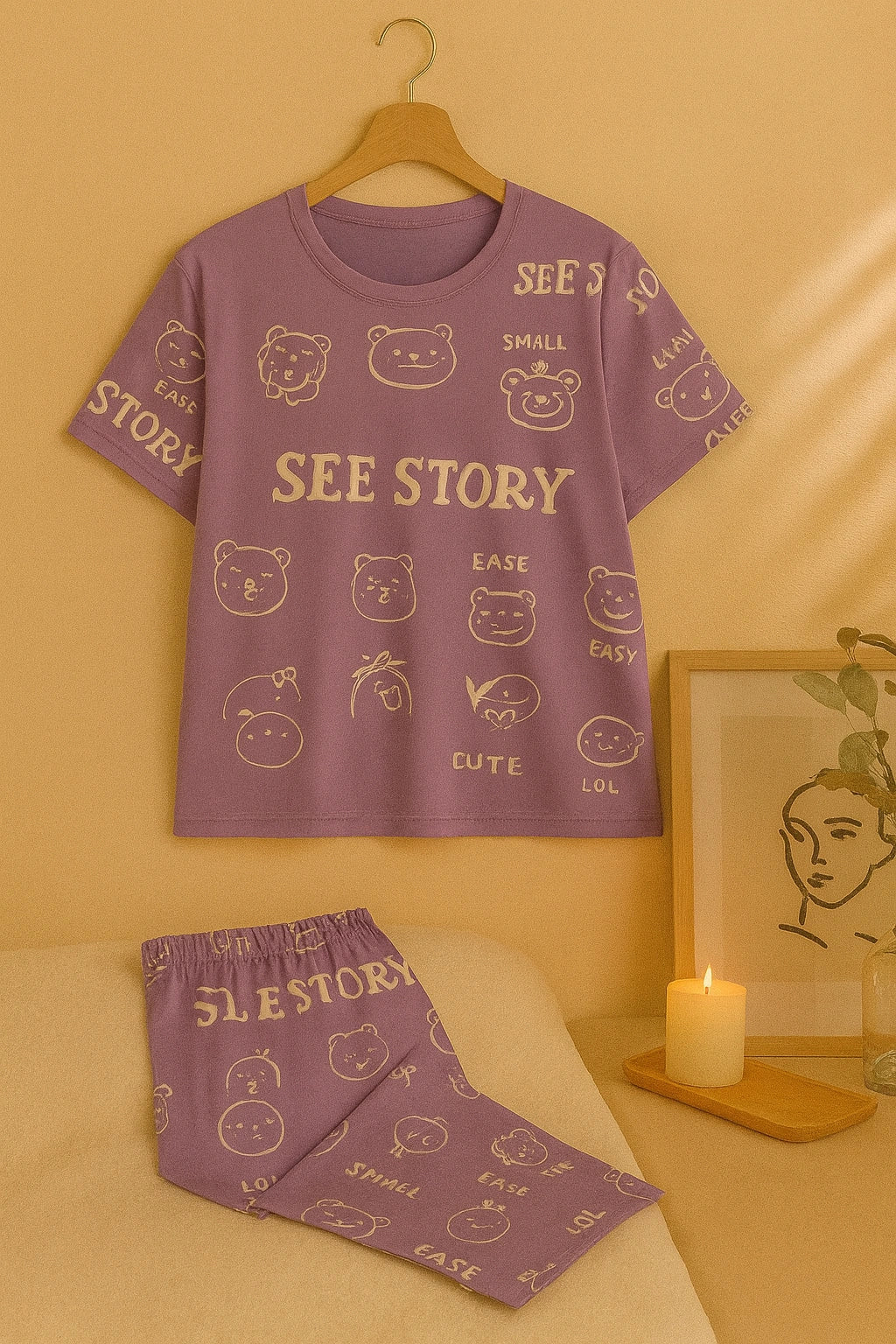 Purple Dream Story T-Shirt With Pajama