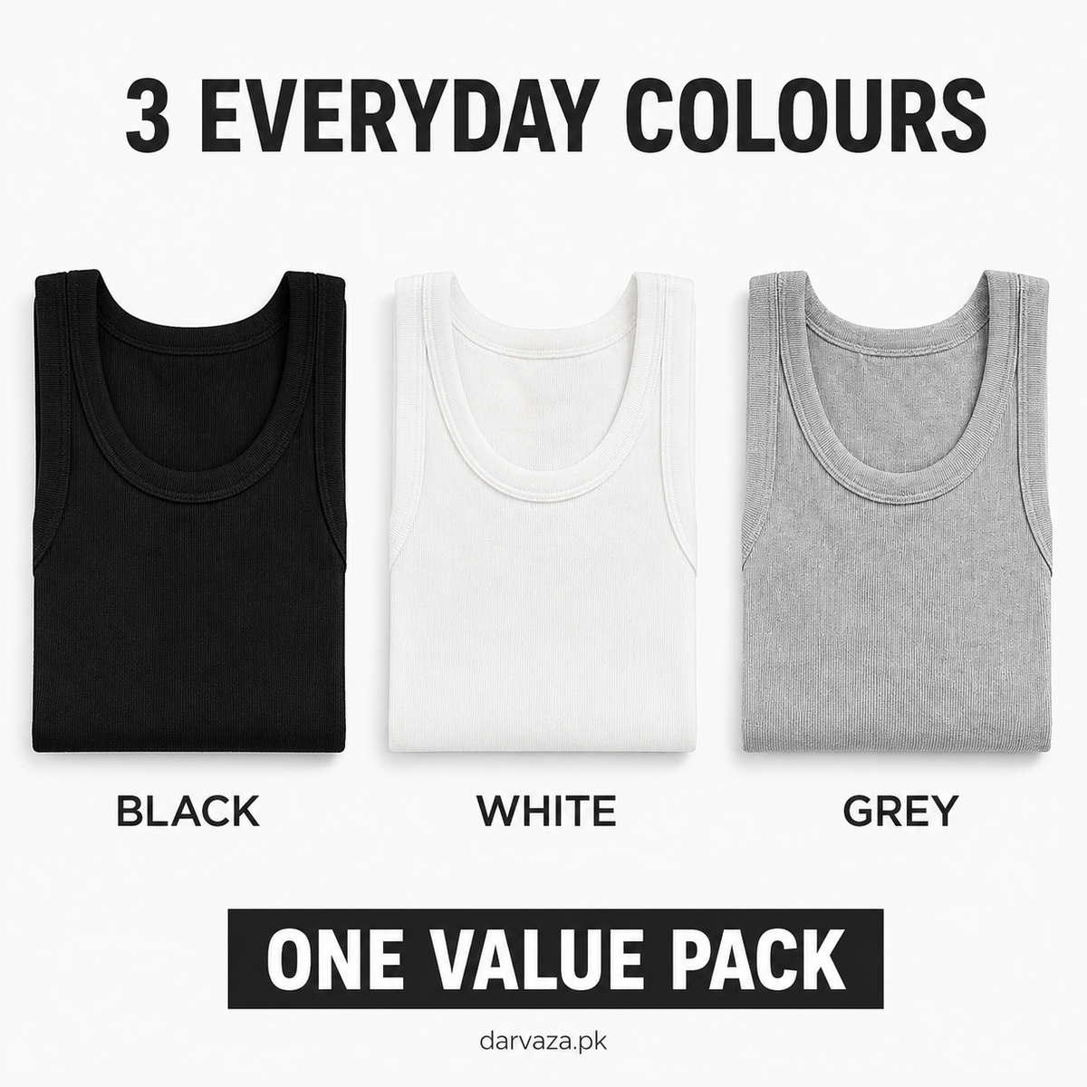 Pack of 3 Men’s Cotton Ribbed Sando Vests