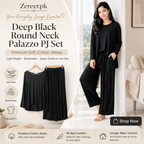 Deep Black Round Neck Plazzo PJ Set