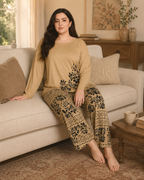 Skin Leaves Printed Night Suit