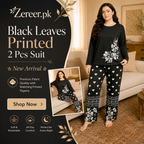 Black Leaves Printed Night Suit