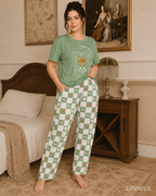 Olive Green Printed Night Suit