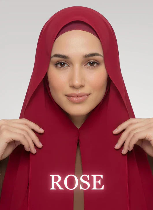 Burgundy-Instant Chiffon Hijab with Built-in Magnets