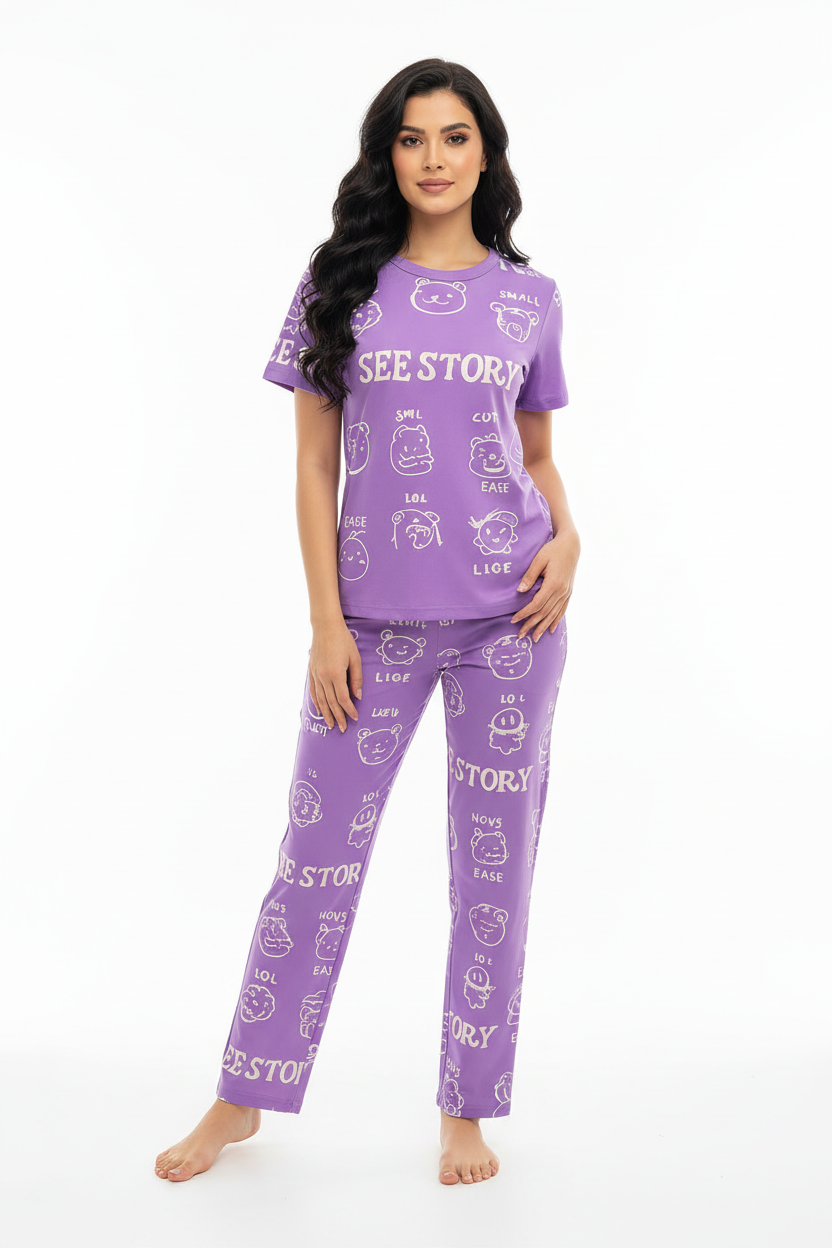 Purple Dream Story T-Shirt With Pajama